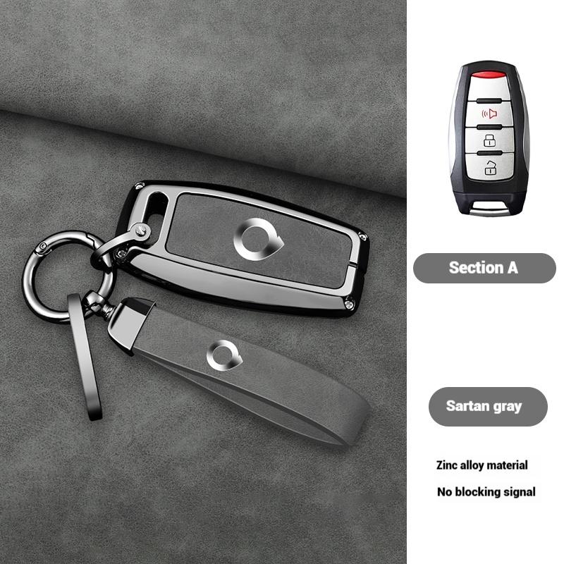 Zinc Alloy Genuine Leather Auto Key Fob Cover Case Fit For Great Wall Ower GWM P Series Pickup Great Wall Poer Truck Key Ring Accessori