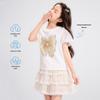 Girls' Rhinestone Bow Print Short Sleeve T-shirt