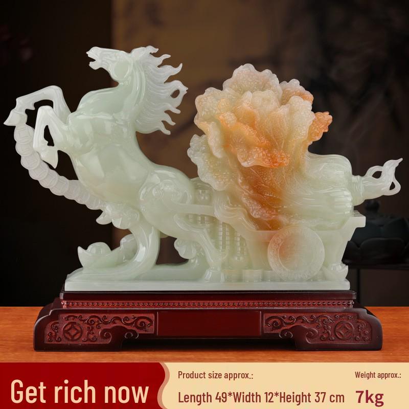 Jade Horse Figurine: Auspicious Zodiac Ornament for Wealth and Peace