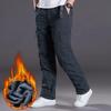 Men Winter Fleece Casual Thick Double Layer Warm Cargo Pants Youth Design Multi-pocket Thermal Trousers
