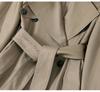 Women's Gray Mid-Length Trench Coat - 2025 Spring Autumn, Korean Petite Design, British Style