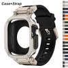 Strap+Case for Apple Watch Band Ultra 2 49mm 44mm 45mm TPU Protector Case Cover Silicone Bracelet for IWatch Series 9 8 7 6 5 4