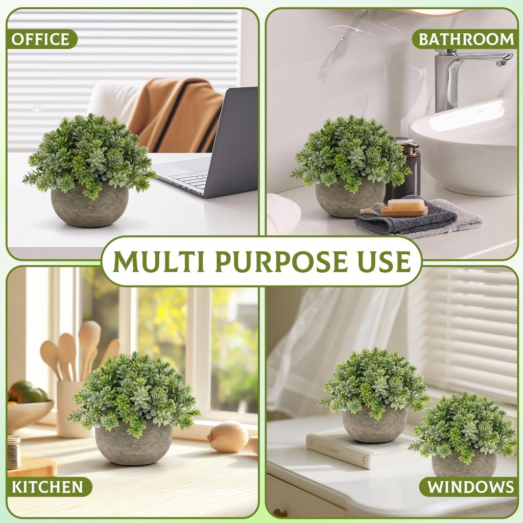 Gresorth 12cm Small Artificial Sage Potted Plant Decoration Fake Green Topiary Fake Mini Plant