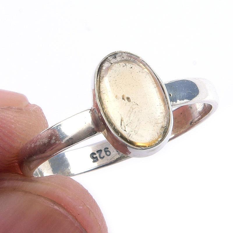 Natural Citrine Gemstone Handmade 925 Solid Sterling Silver Ring Size 8 A3k72