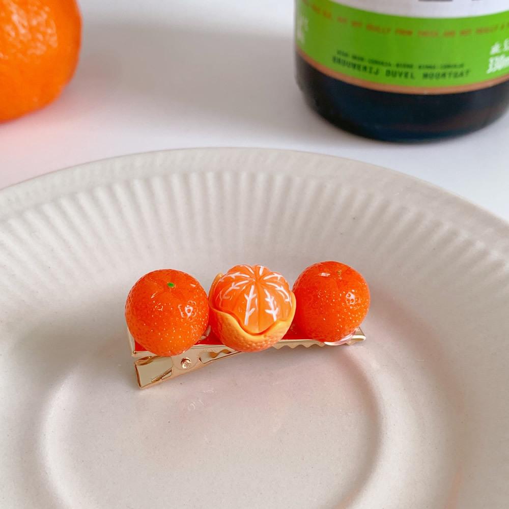 Creative fun half-peeled orange hairpin cute girl side clip Japanese fruit word clip duckbill clip net red hair accessories