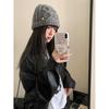 Korean simple twist wool hat women's winter cold protection warm knitted hat big head circumference ear protection hat shows small face
