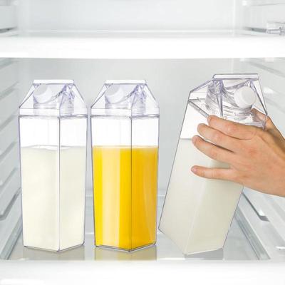 750Ml Transparent Milk Bottle Water Box Square Milk Coffee Juice Tea Cup Transparent Milk Storage For Outdoor Sports Camping Gym