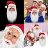 Christmas Latex Santa Claus Cap With White Beard Mask Role Play Fun Props