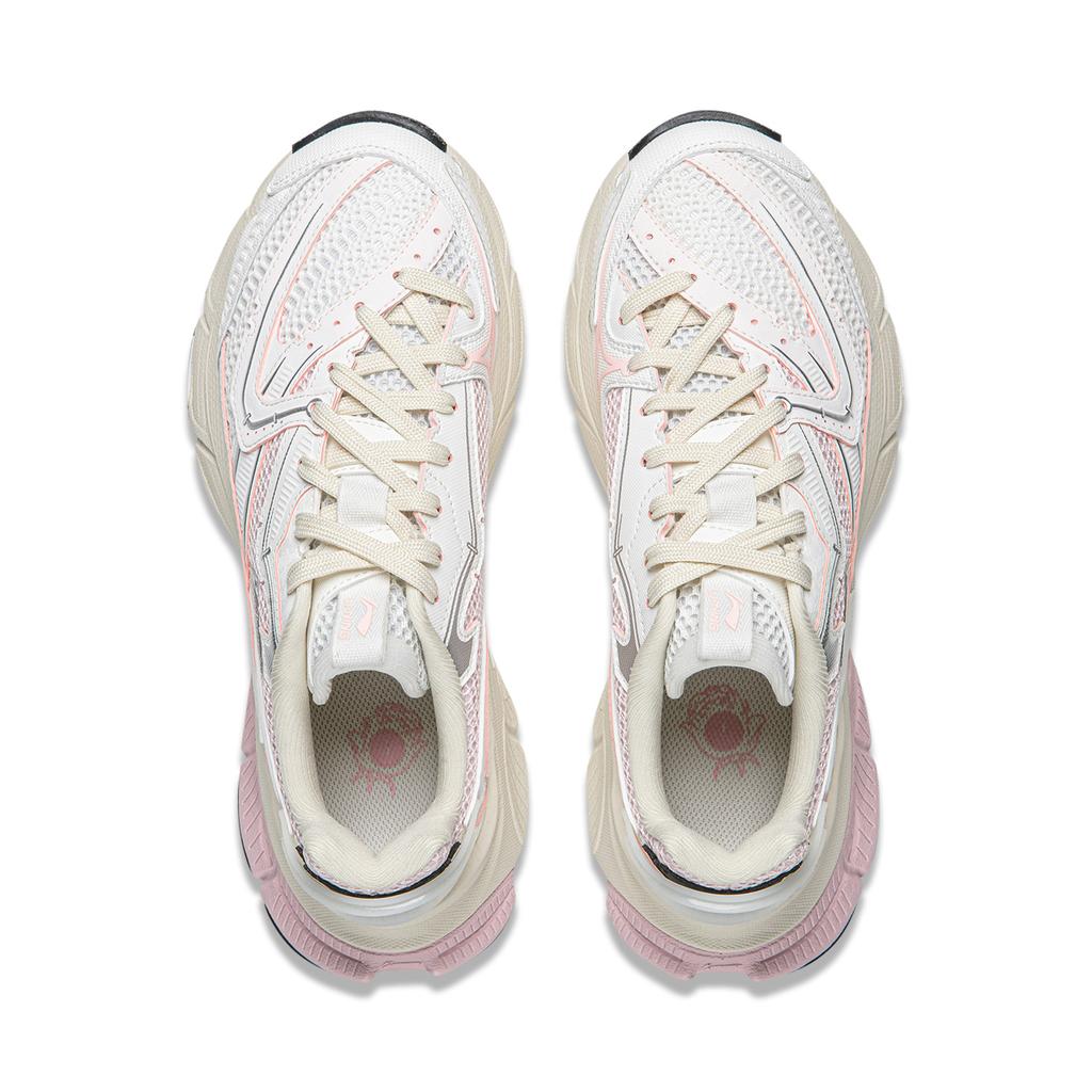 Li Ning Xingji Cushioning Abrasion Resistant Breathable Low top Chunky Sneakers Women's White Pink AGCW088-1
