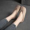 New Women'S Flat French Shoes Square Toe Genuine Leather Soft Sole Comfortable Pumps Fashion Loafers Casual Spring Autumn