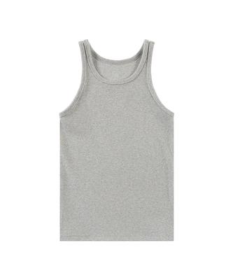 Siyajyu Sitp5271 Basic Round Neck Crop Sleeveless Top_Melange Gray