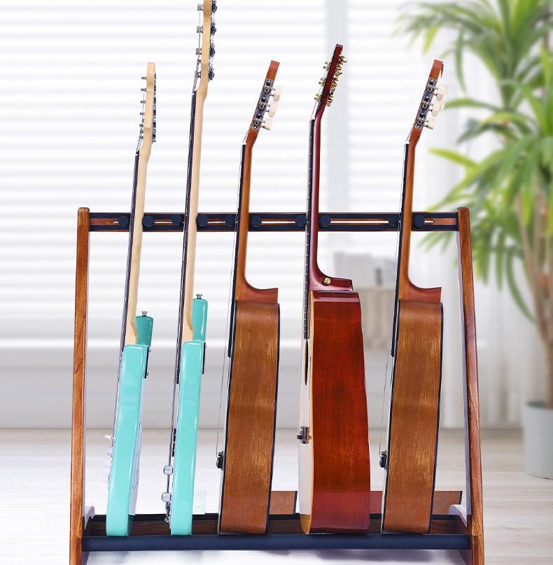 Solid Wood Multi-Guitar Display Stand with 5-Head and 3-Head Options