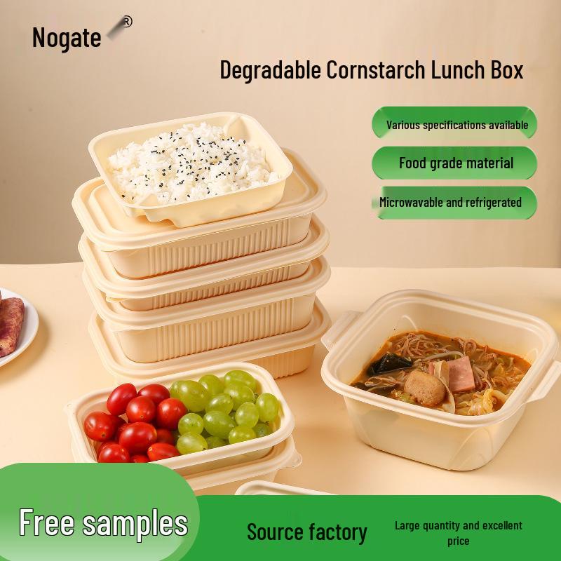 Umweltfreundliche quadratische Lunchbox aus Maisstärke - Biologisch abbaubarer, lebensmittelechter Behälter für leichte Mahlzeiten und zum Mitnehmen