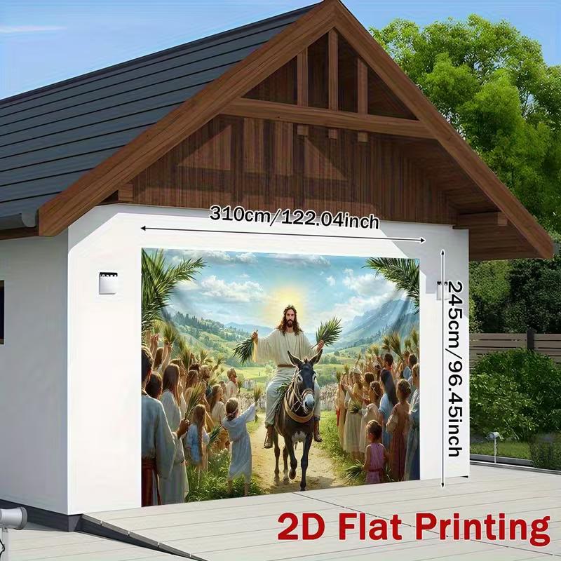 2D Jesus Entering Jerusalem Background Banner for Religious Events