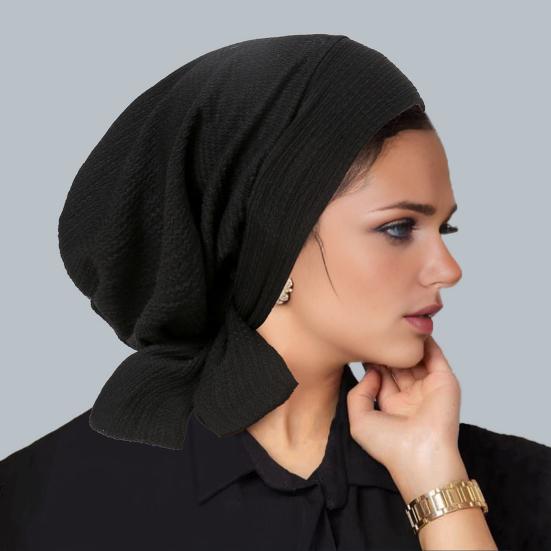 Turban Hat Lightweight Loose Fit Fully Cover Stretchy Knit Headscarf Pure Color