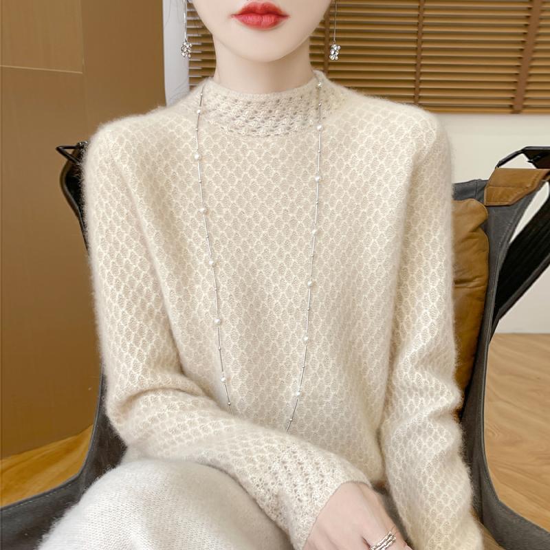 Women's Cashmere Sweater Qinghe Cashmere 30% Cashmere 70% Wool Autumn and Winter Pullover Warm and Fashionable