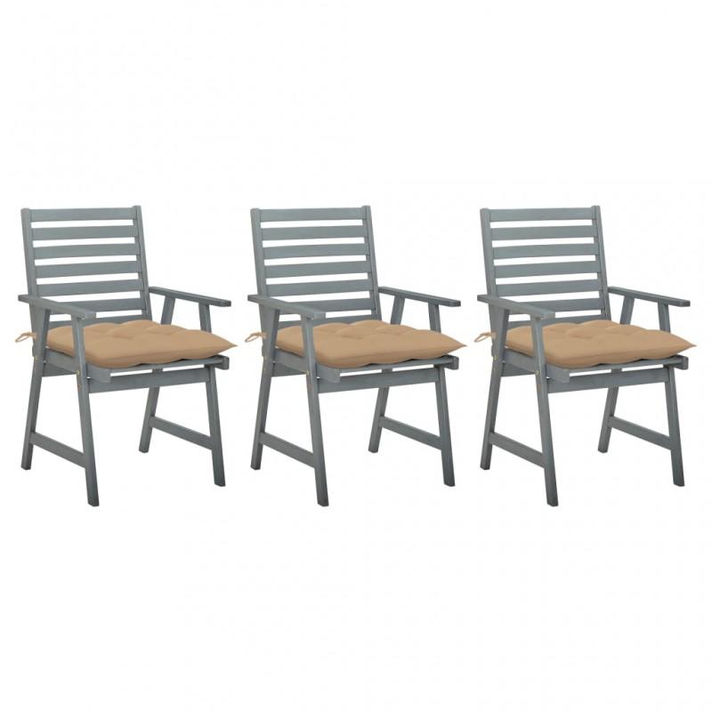 Day and Night - Day and Night Garden Dining Chairs 3 Units Solid Acacia Wood and Cushions