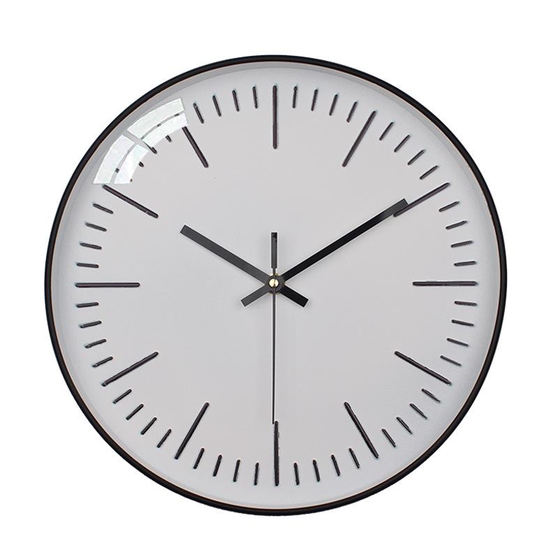 

12-inch Accurate and Simple Clock with Electronic Font, Clear and Silent Wall Clock, Versatile, Light and Luxurious, Punch-free Quartz Clock White black pointer