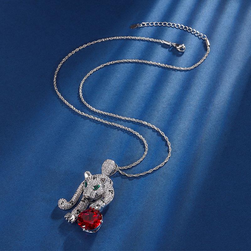 Autumn And Winter Jewelry Retro Simulation Red Corundum Leopard Luxury Inlay Main Stone 16Mm