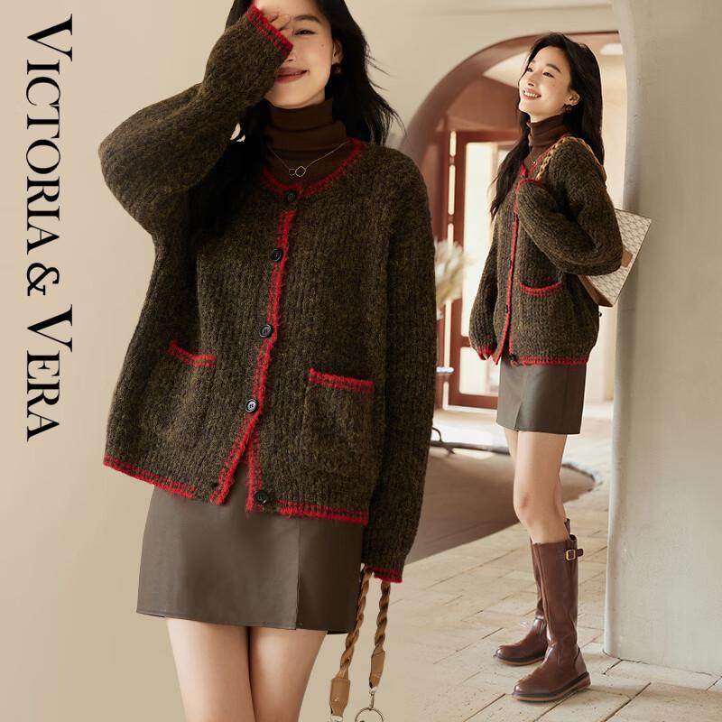 

VICTORIA&VERA Women s Winter Colorblock Knitted Cardigan V8901W02009 XL