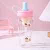 700ml Water Bottle Animal Cup With Lid Straw Cute Coffee Cup  for Juice Milk