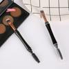 1Pc Mini Dual Ended Makeup Brush for Eyebrow Eyeshadow Eyeliner with Dust-proof Cover - Contouring Cosmetic Tool