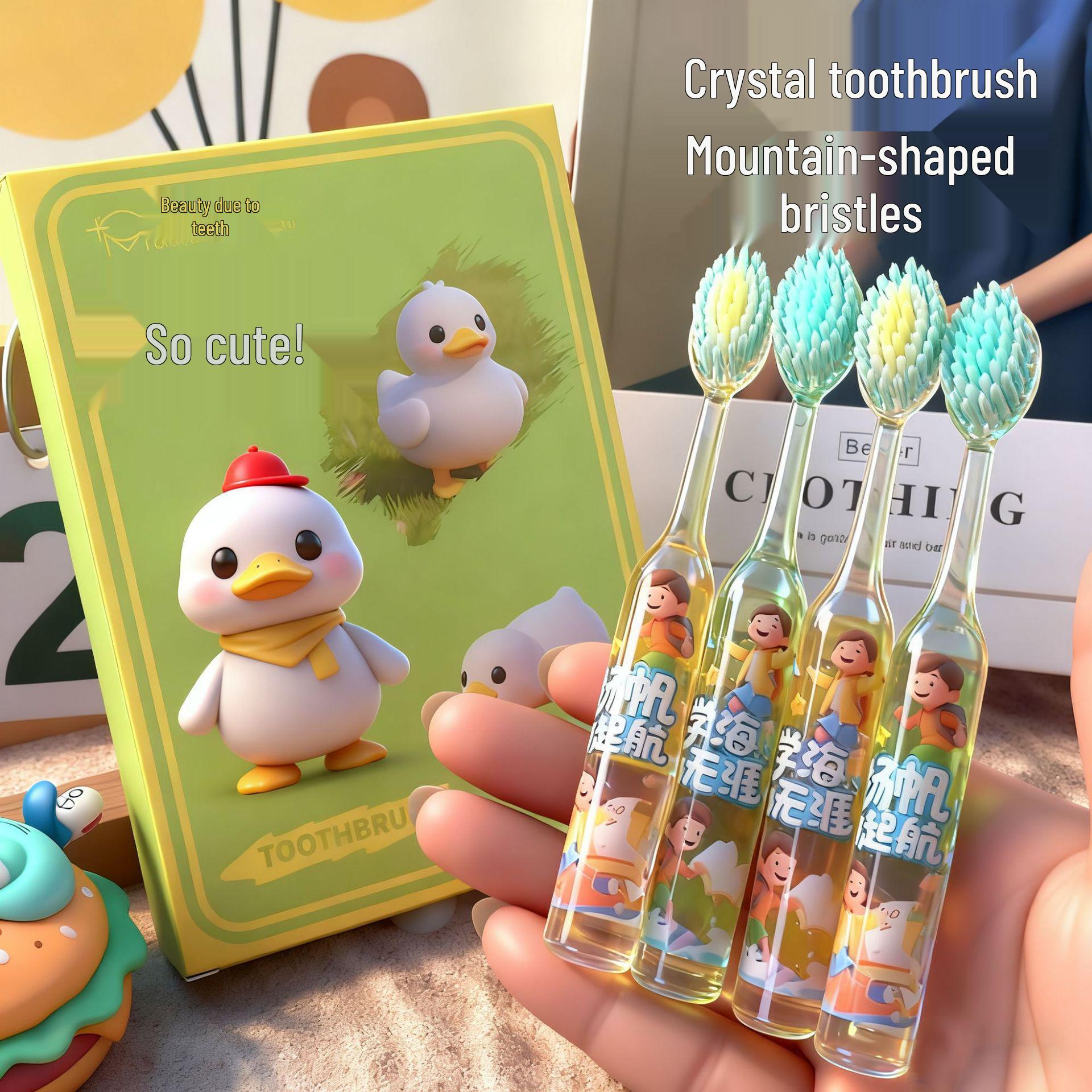 4-Piece Mountain-Shaped Soft Bristle Children s Toothbrush Set for Ages 3-12