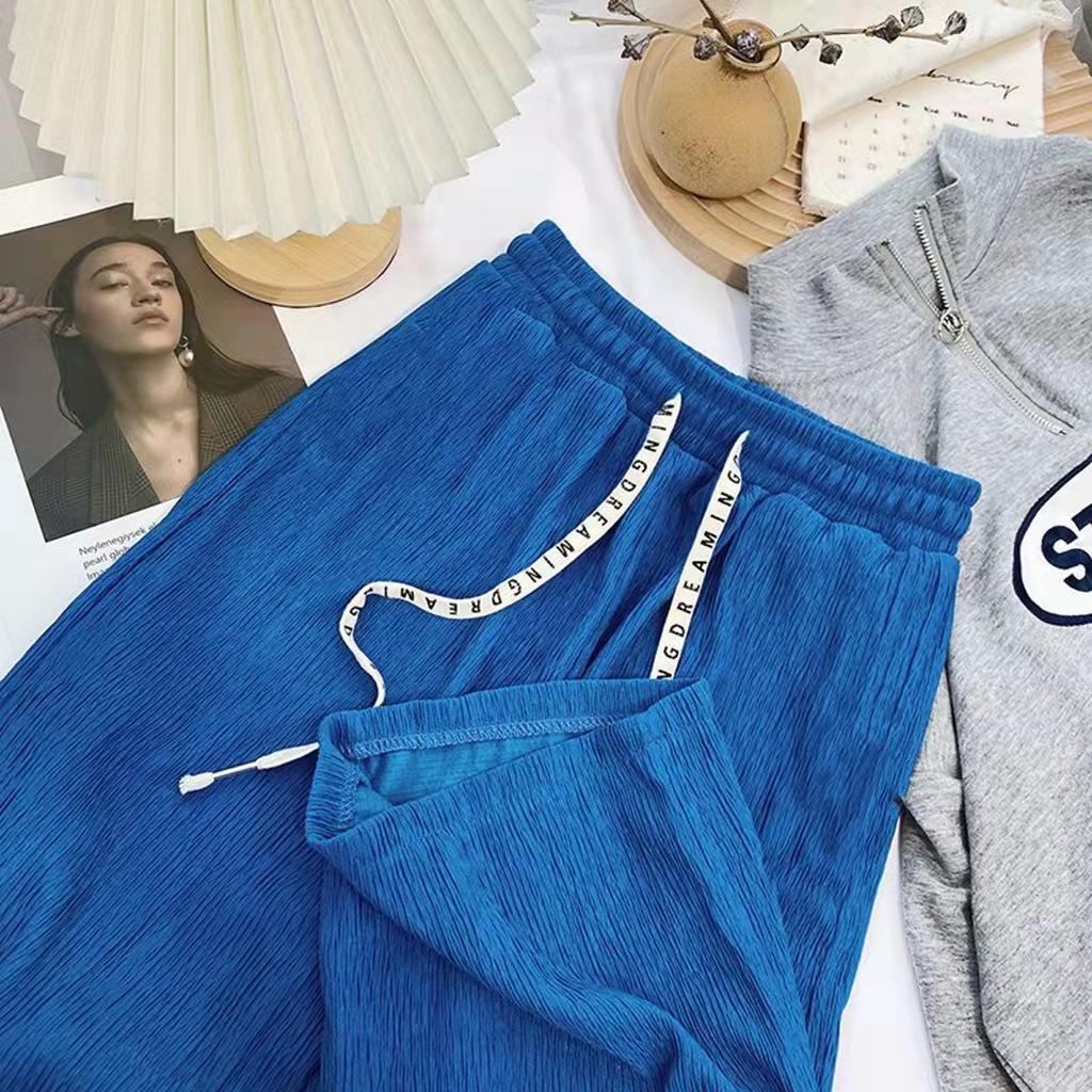 

Летний повседневный комплект из двух предметов: Топ с круглым вырезом и буквой C и широкие брюки для женщин One size (fits 80-150 lbs)