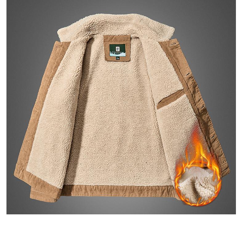 Men's Fall and Winter Large Size Outdoor Standing Collar Jacket Button Warm Thickened Jacket Loose Jacket