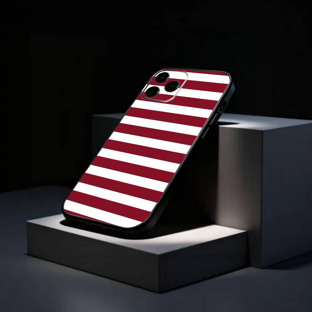B-Burgundy White Stripe Phone Case Silicone Soft For IPhone 17 16 15 14 13 12 11 X XR Plus Pro Max Plus