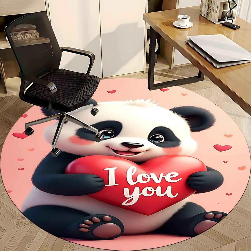 1PC Panda Heart Office Round Area Rug, Indoor Mat Suitable ForOffice, Under Office Chairs Bedroom Living Room Home Decor, Room Deco,  f024