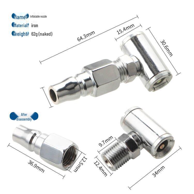 Tire Inflator Nozzle Set: Air Nozzle, Pump Nozzle, Inflator Rod, Quick-Release Nozzle, Deflation Rod for Tire Repair & Inflation
