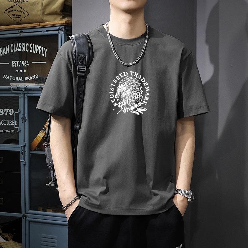 Simple T-shirt Men's print Summer Trendy Printed Cotton Short Sleeved Loose Trendy Breathable T-shirts