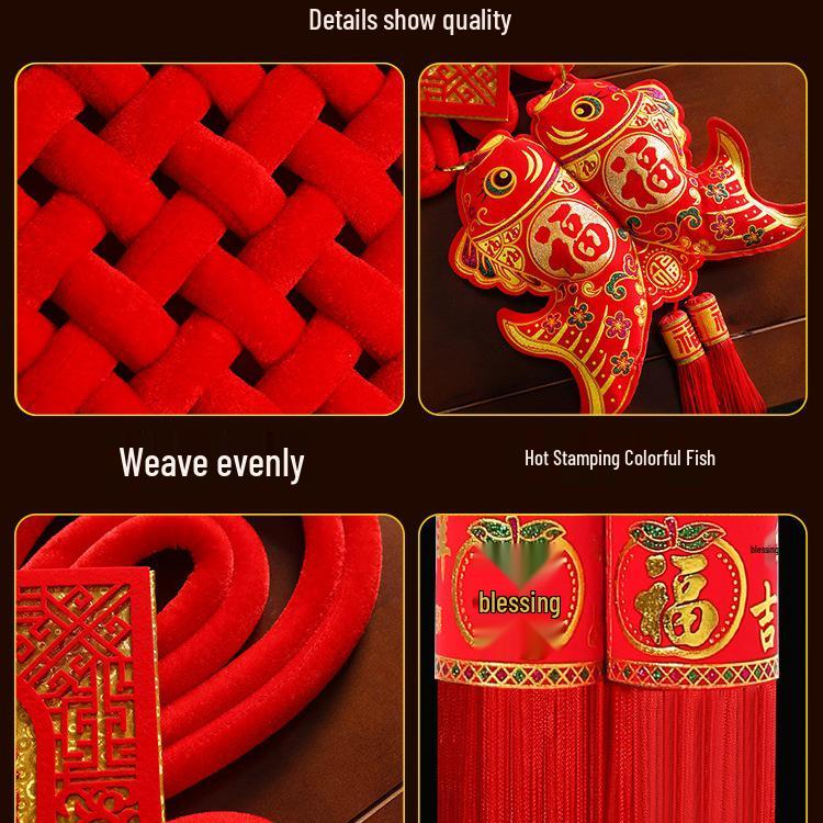 2025 Chinese Knot Pendant: High-End Red 'Fu' Ornament for Living Room or Entryway Decor.