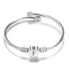 26 Letters Stainless Steel Heart Bracelet - Simple Titanium Steel Open Bangle for Women