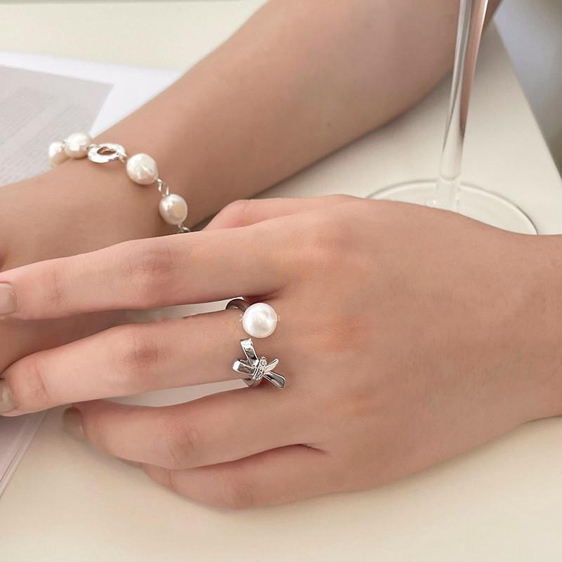 Elegant Butterfly Knot Ring For Women With Adjustable Size Chic Pearl Design For 2023 Spring Fashion