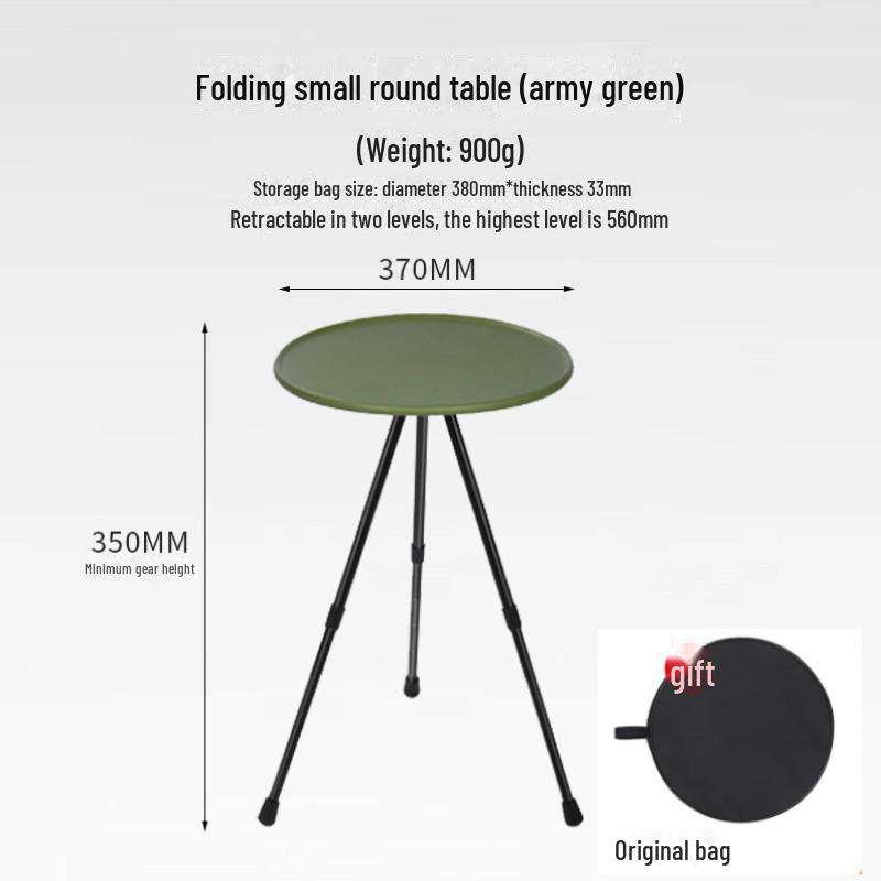 Přenosný skládací kempingový stůl se stativem - lehký kulatý konferenční stolek pro venkovní použití