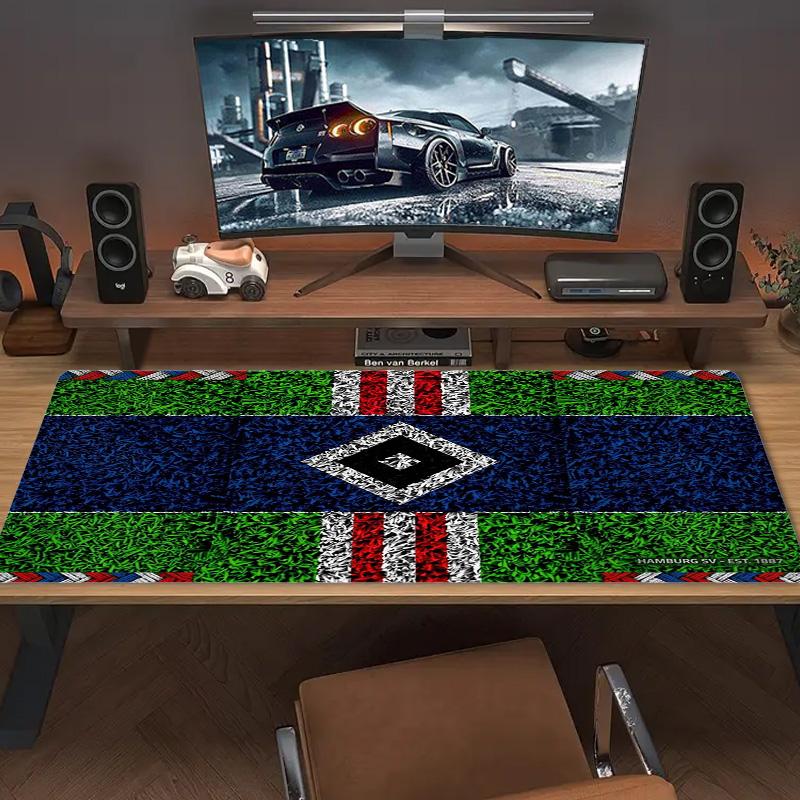 Tapis de souris Couleur Logo Hamburger Sv Grand Coussin de Table de Jeu Antidérapant pour Ordinateur Portable Tablette Grande Tapis de Souris XXL Tapis pour Mini PC avec Bordure Verrouillable