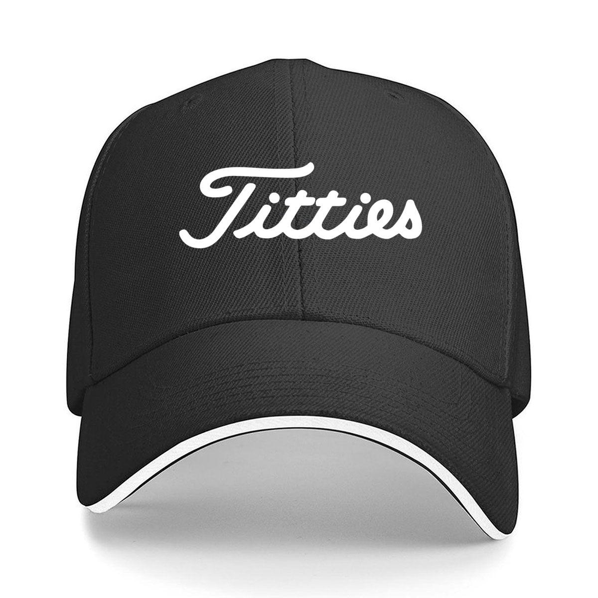 Titties Bold Text Art Sandwich Baseball Cap One Size чёрный