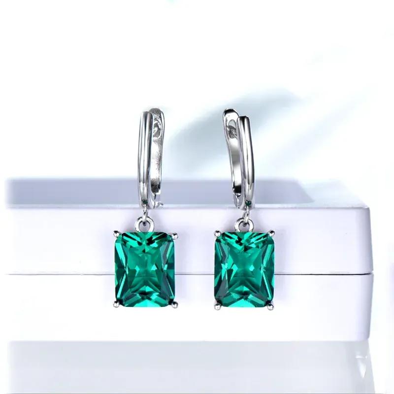 925 Sterling Silver Jewelry Sets for Women Gemstone Simple Emerald Ring Drop  Earrings Women Wedding Party Fashion Jewelry Gift