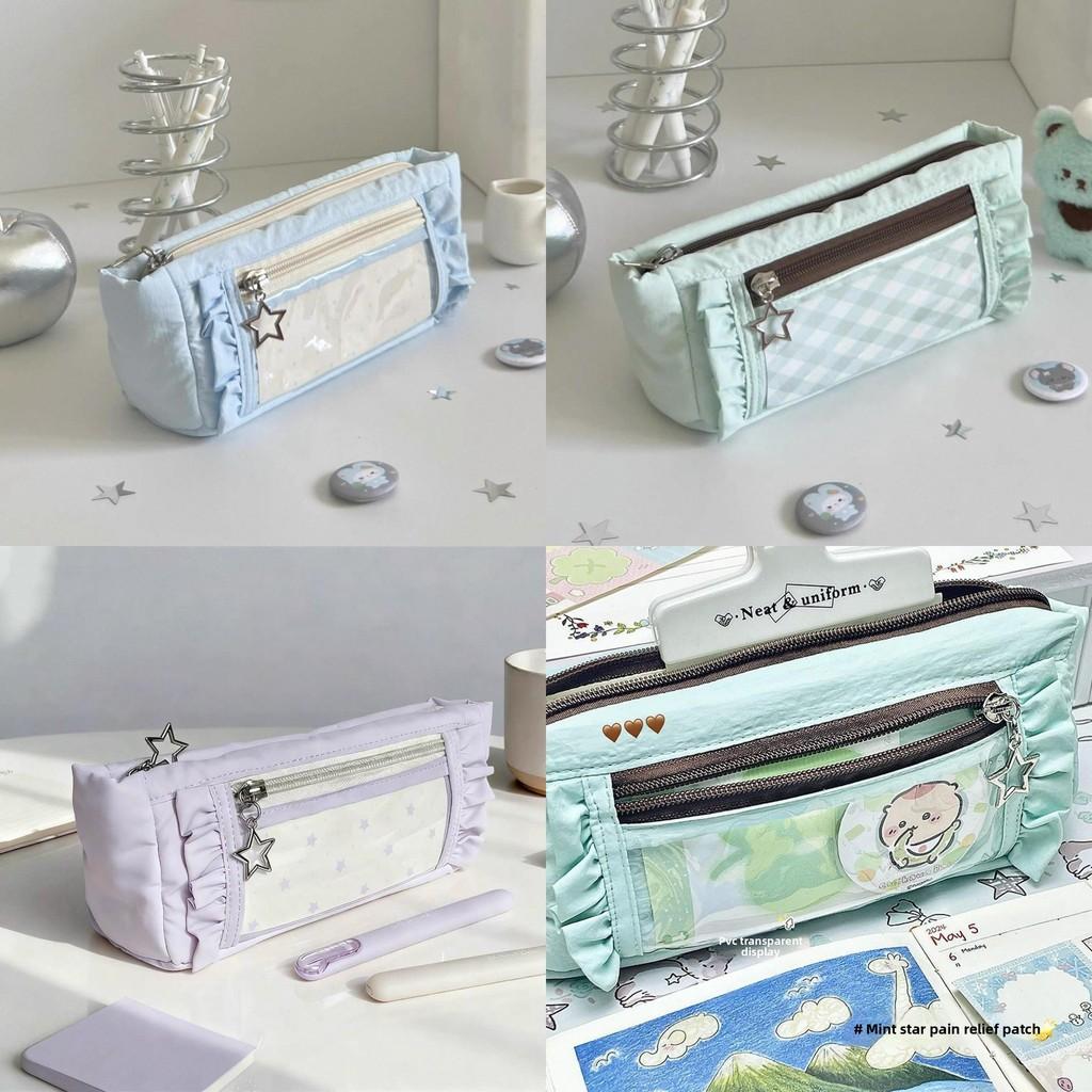 Floral Lace Pen Case With Large Capacity For Students And Office Use