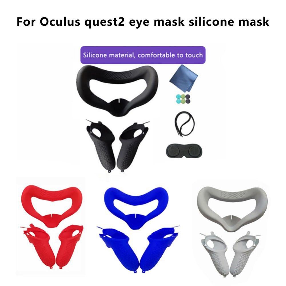 Copertura per impugnatura del controller touch per Oculus Quest 2 con protezione per il viso in silicone, copertura protettiva per l'obiettivo, combo cinturino in silicone, set di accessori VR