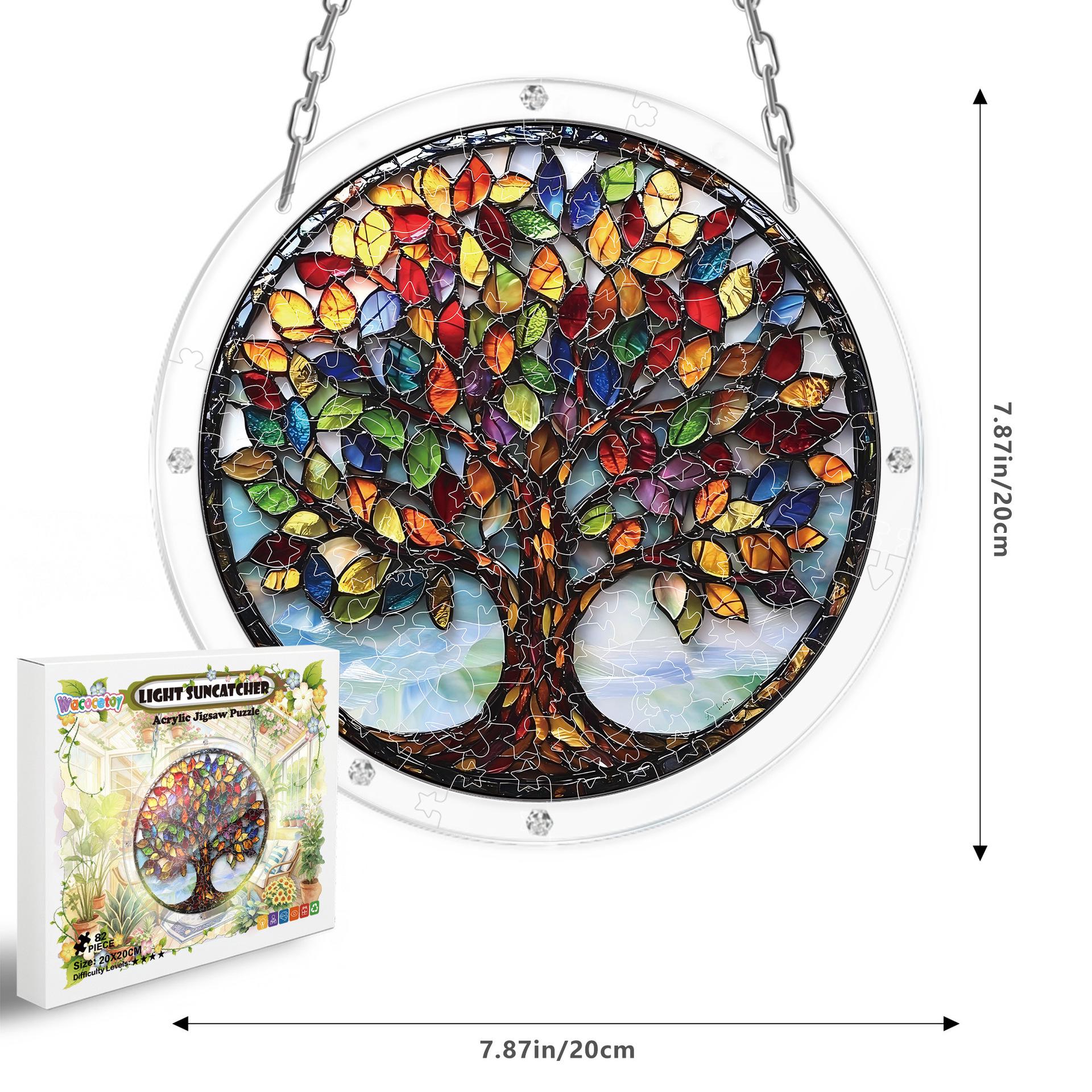 Colorful Acrylic Puzzle Suncatcher Ornament - Round Hanging Pendant