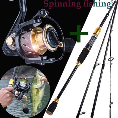 Spinning Angeln Set Angelrute 4 Abschnitte Protable + Spinning Angeln Reel Süßwasser Angeln Bass