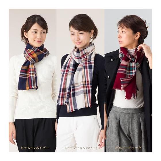 Used [Pashmina Collection] Merino Cashmere Scarf Check Gift Boxed Outlet