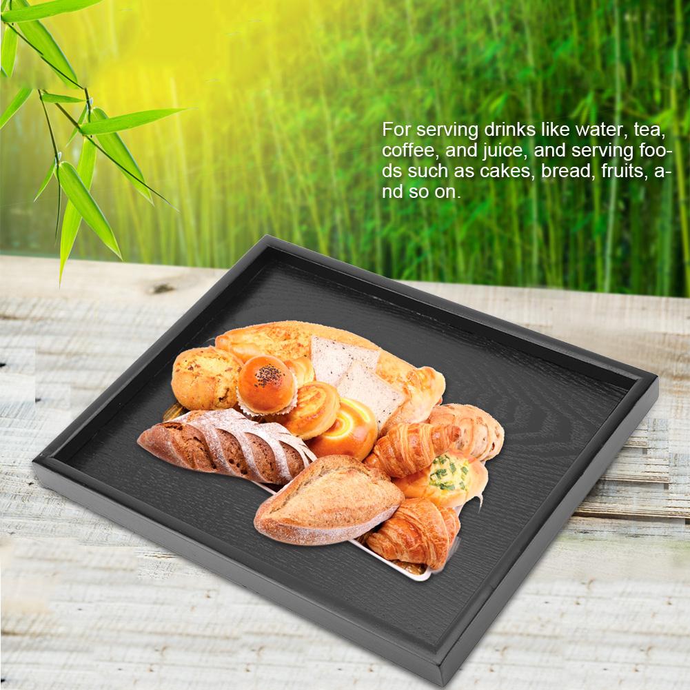 Rectangle Shape Solid Wood Tea Coffee Snack Food Meals Serving Tray Plate Restaurant Trays