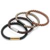 Luxury Newest Custom Logo Adjustable Vintage Cowhide Double Layer Handmade Woven Leather Bracelet Men