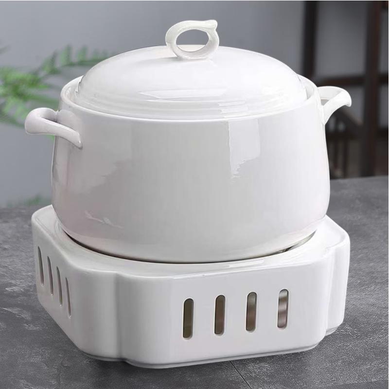 Jingbaodi Ceramic Soup Pot Set with Candle Warmer