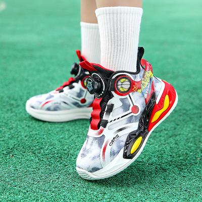 Boys' Shoes New Children's Mesh Breathable Non-slip Running Shoes Big Boys' Student Swivel Buckle Cushioned Basketball Shoes