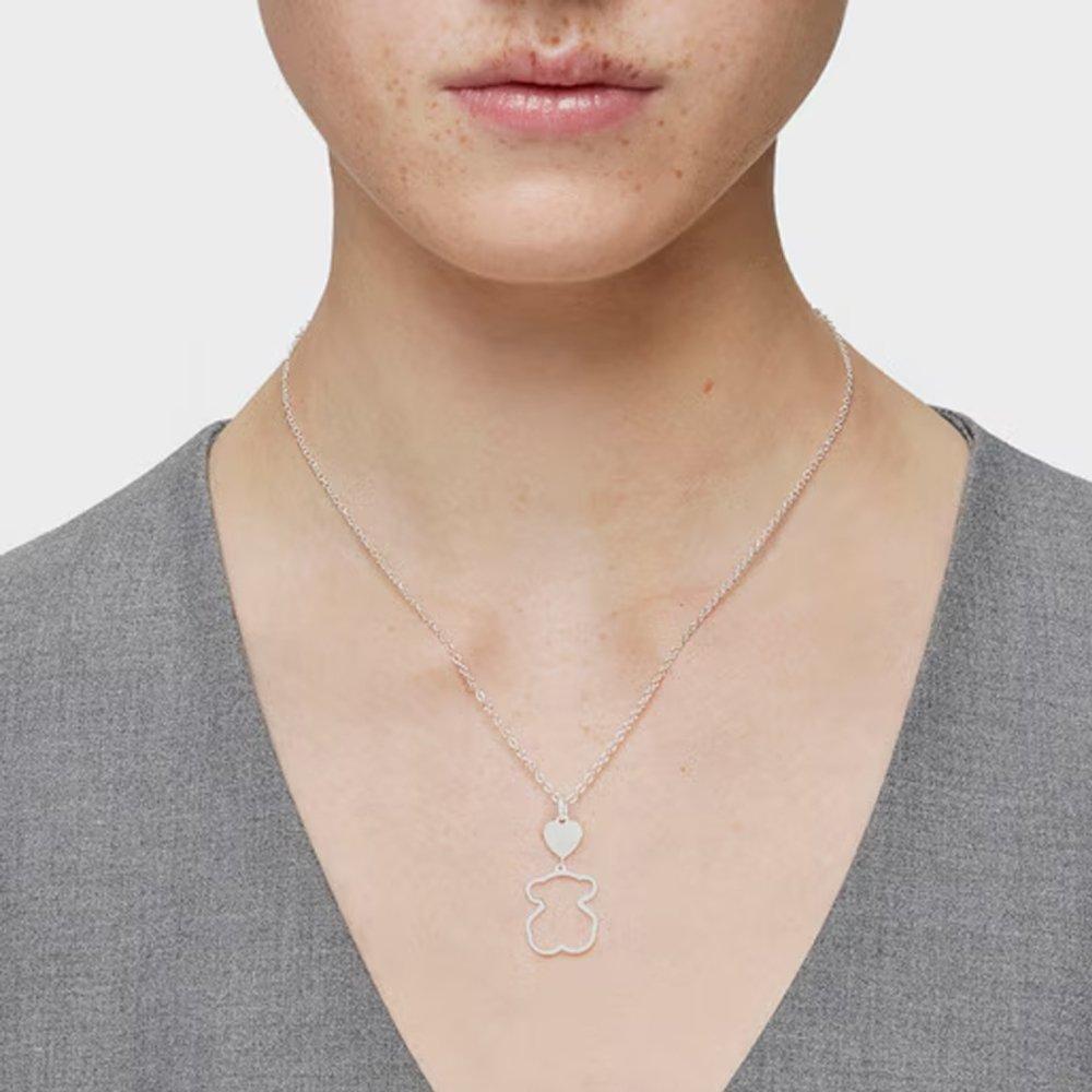 New Silhouette Bear Motif Silver Necklace/612494510